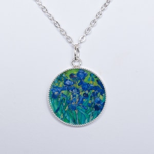 Irises by Vincent van Gogh Silver Plated Necklace