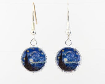 Starry Night by Vincent van Gogh Silver Plated Earrings
