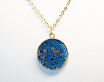 Collar chapado en oro azul Klimt
