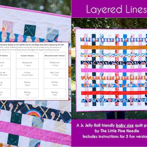 Layered Lines Quilt Pattern, PDF Quilt Pattern, Baby Quilt Pattern, Jr Jelly Roll Quilt Pattern