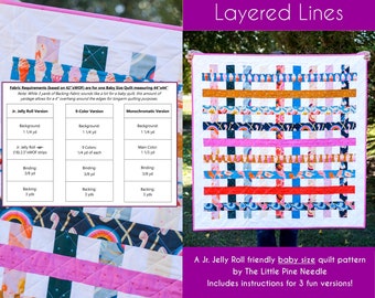 Layered Lines Quilt Pattern, PDF Quilt Pattern, Baby Quilt Pattern, Jr Jelly Roll Quilt Pattern