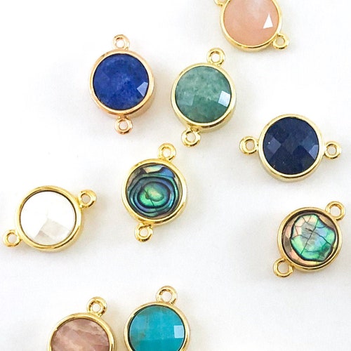 Various Round Gold Gemstone Connectors - Etsy