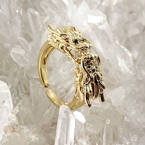 Real Gold/Silver 18K Plated Dragon Head Ring