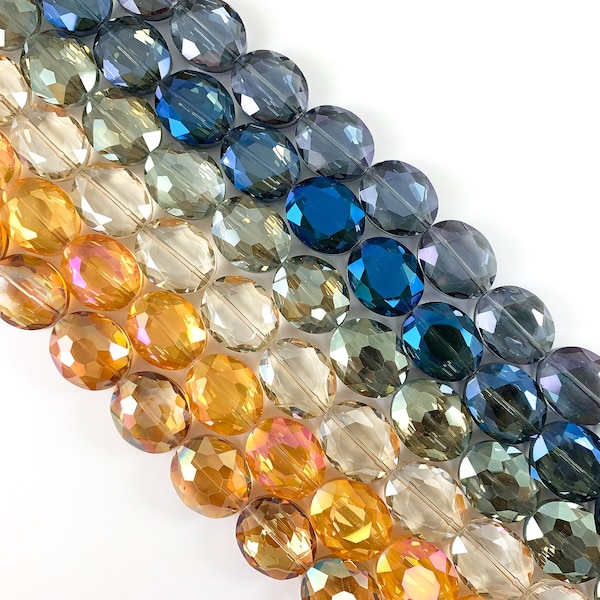 Faceted Shiny 20x24mm Dyed Glass Oval Crystal Beads 24 Colors Available Around 12"