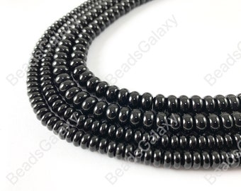 Grade AAA Solid Black Onyx Rondelle Smooth Shiny Natural Gemstone Beads High Quality Healing Stone 6mm 8mm Around 15"