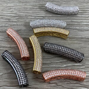 CZ Cubic Zirconia Micro Pave Curved Bar