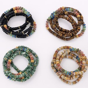 Bracelets extensibles de pierres précieuses assorties de 6 mm Rondelle colorée avec entretoises plaquées or Bracelets de perles 6,5 pouces Prix pour 1 image 4