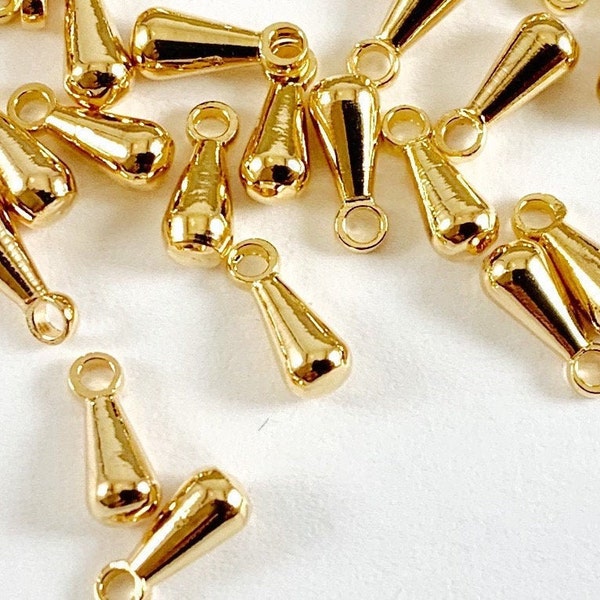 Real 18K Gold Plated Tiny Drop Charms Over Brass