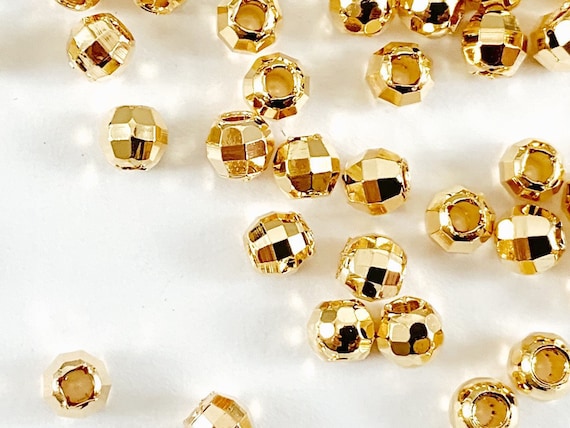 8mm Faceted Disco Round Beads, Gold Plated, Pack of 20