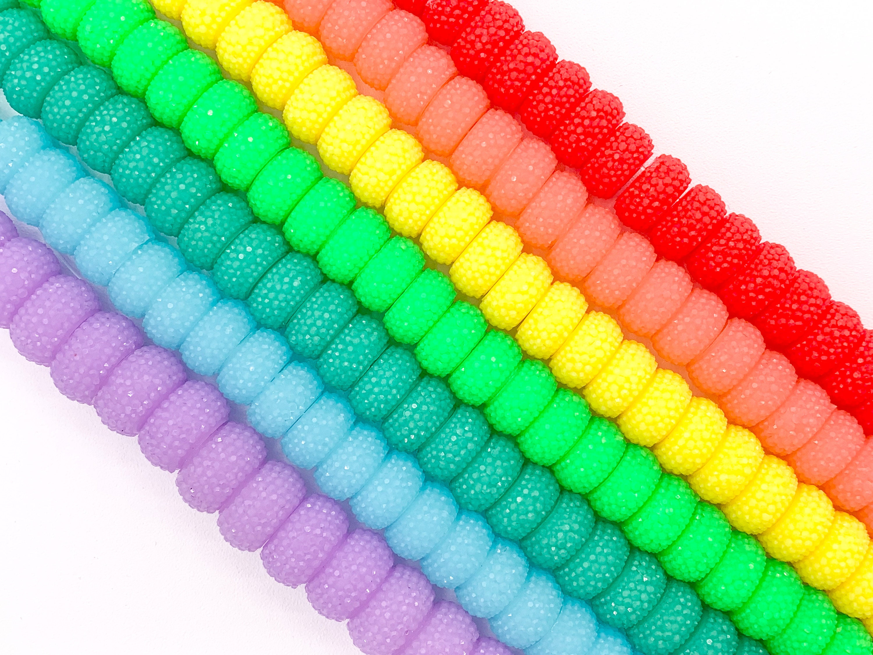 6x12mm Acrylic Druzy Shiny Wheel Shape Acrylic Beads Large Hole Acrylic Rondelle Beads 7" Long | Available in 16 Colors