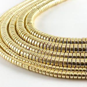 Real 18K Gold Plated Hematite Heishi Shiny Beads Around 15"-16"