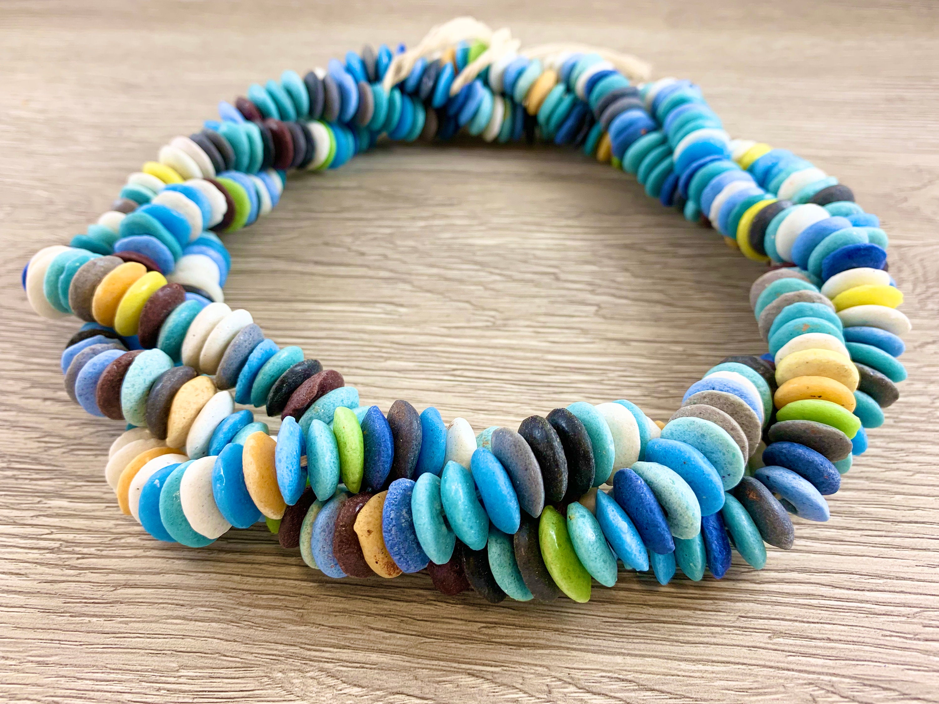 Handmade Sea Glass Power Saucer Rondelle Beads From Ghana Africa