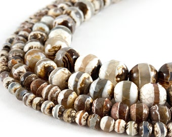 Natural Striped Tibetan Agate Dzi Round Beads For Jewelry Making 4mm 6mm 8mm Natural Striped Tibetan Agate Dzi Round Beads For Jewelry Making 4mm 6mm 8mm