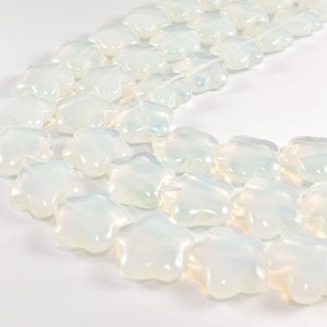 20mm Flower Shape Opalite Puffy Flat Beads Around 14&quot;