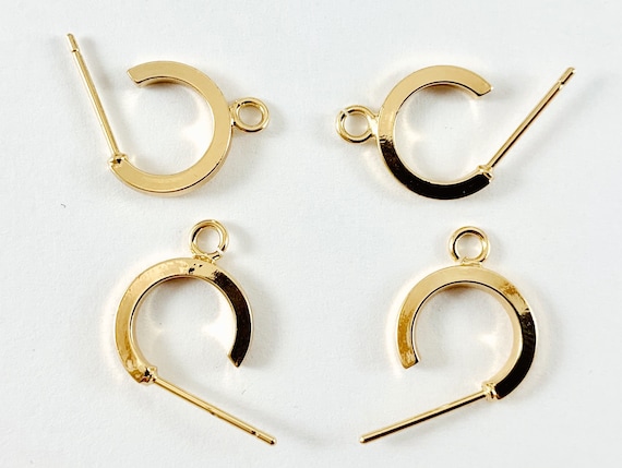 Real 18K Gold/Rhodium Plated Circle Hoop Earring Component Over Brass