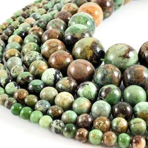 African Green Opal Round Smooth Shiny Natural Gemstone Beads 15"-16"