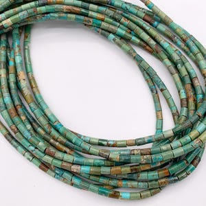 Guaranteed 100% Genuine Natural Turquoise 4x3mm Tube Natural Mineral Authentic Gemstone Beads Around 16&quot; *See Description for details