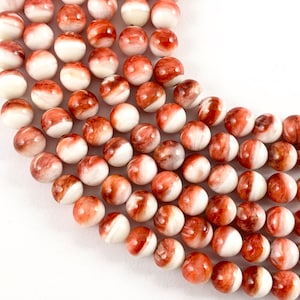 Natural Spiny Oyster 6mm Round Beads - Natural Red Color. Non Treated. 15-16 inch