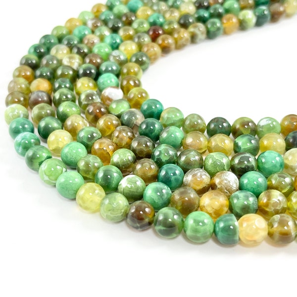 High Quality Green Agate Beads Round Shiny Polished  Smooth Natural Stone Beads 6mm 8mm 10mm 12mm 14mm 16mm Around 14-15"