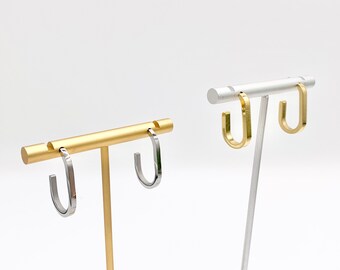 Stainless Steel U Shape Earrings Hoops in 18K Gold/Silver Plated Stainless Steel