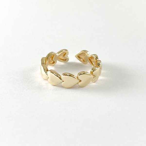 Real Gold 18K Plated Copper Adjustable Infinity Heart Ring