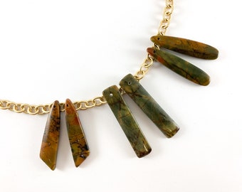 Dyed Dainty Picasso Jasper/Red Creek Jasper Rectangle/Triangle/Teardrop Gemstone Pendant ( price by pair )