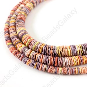 Rainbow Pectin Shell Wavy Heishi Beads Around 15-16&quot;