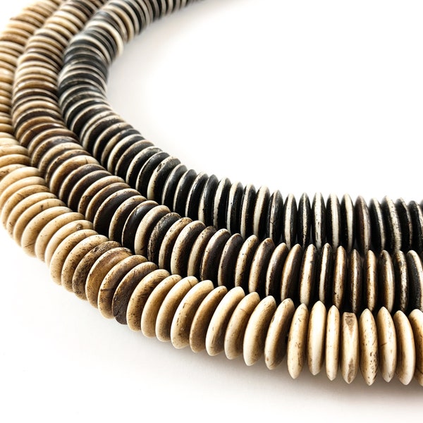 Bone Rondelle Spacer Saucer Two tone Beads From Africa