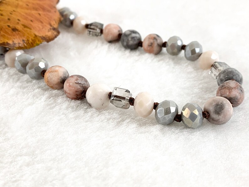 36 Pink Zebra Crystal Knotted Gemstone Finished Etsy