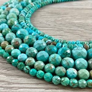 Natural Magnesite Dyed Turquoise Color Faceted Round Rondelle Beads