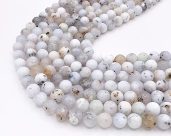 Australian White Opal Natural White Smooth Round Stone Beads 6mm 8mm 10mm 12mm Around 15"