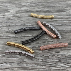 CZ Cubic Zirconia Micro Pave Curved Bar