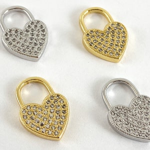 Real Gold 18K Plated Micro CZ Heart Pave Pendant Over Brass