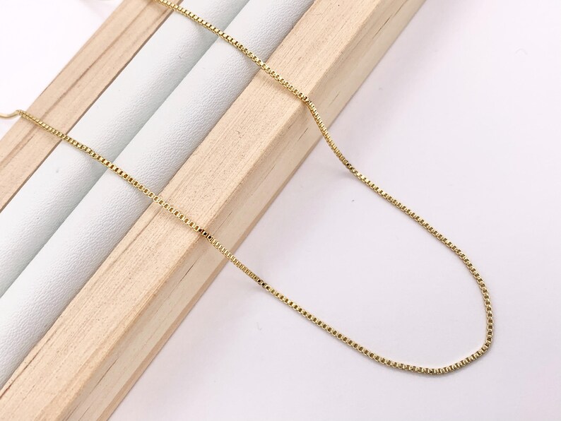 Delicate Box Chain Necklace With Slider Gold Plated Dainty Minimalist ...