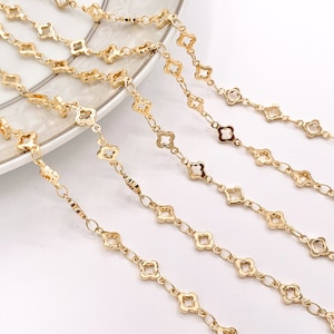 Minimalist Dainty Clover 18K Gold Plated Chain By The Foot/Yard for Necklace and Bracelet Making