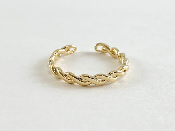 Real Gold 18K Plated Brass Braided Eternity Adjustable Ring - Etsy