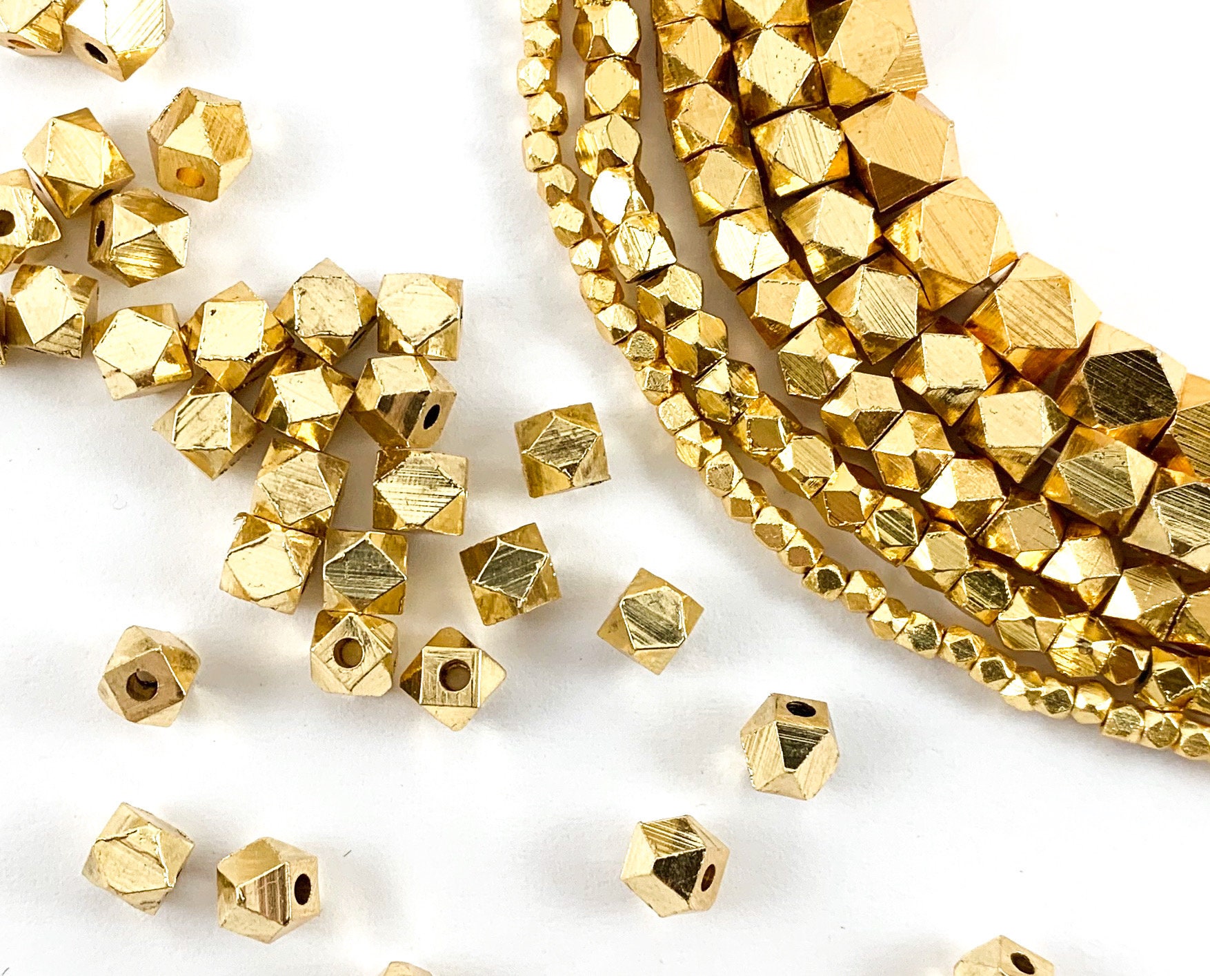 Brushed Gold Plated Copper Nugget Beads