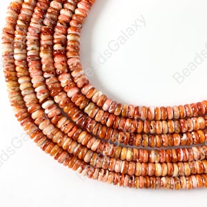 Spiny Oyster Natural Rondelle Beads - Natural Orange Color. Non Treated 15-16&quot;