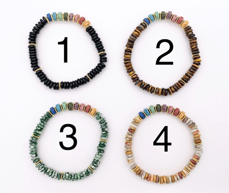 Bracelets extensibles de pierres précieuses assorties de 6 mm Rondelle colorée avec entretoises plaquées or Bracelets de perles 6,5 pouces Prix pour 1 image 5