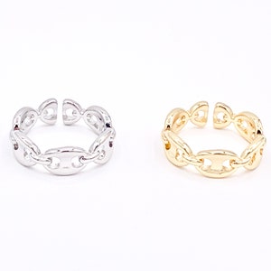 18K Real Gold/Platinum Plated Copper Button Coffee Bean Pig Nose Adjustable Ring
