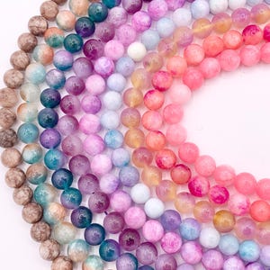 8mm Beautiful Marble Color Dyed Jade Smooth Round Beads | Multicolor Dyed Jade Imitation Stone Beads Around 15&quot; Price Per Strand 9 Colors!