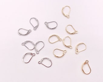 Real Gold or Silver 18K Plated Copper Earring Lever Backs with Opening Loop Component