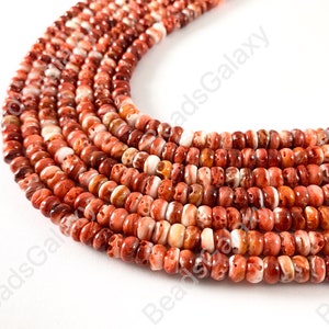 Spiny Oyster Natural Rondelle Beads - Natural Red Color. Non Treated 15-16&quot;