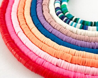4mm Vinyl Heishi/ Polymer Clay Heishi Disc Beads 15&quot;-16&quot;  41 Colors Available!!