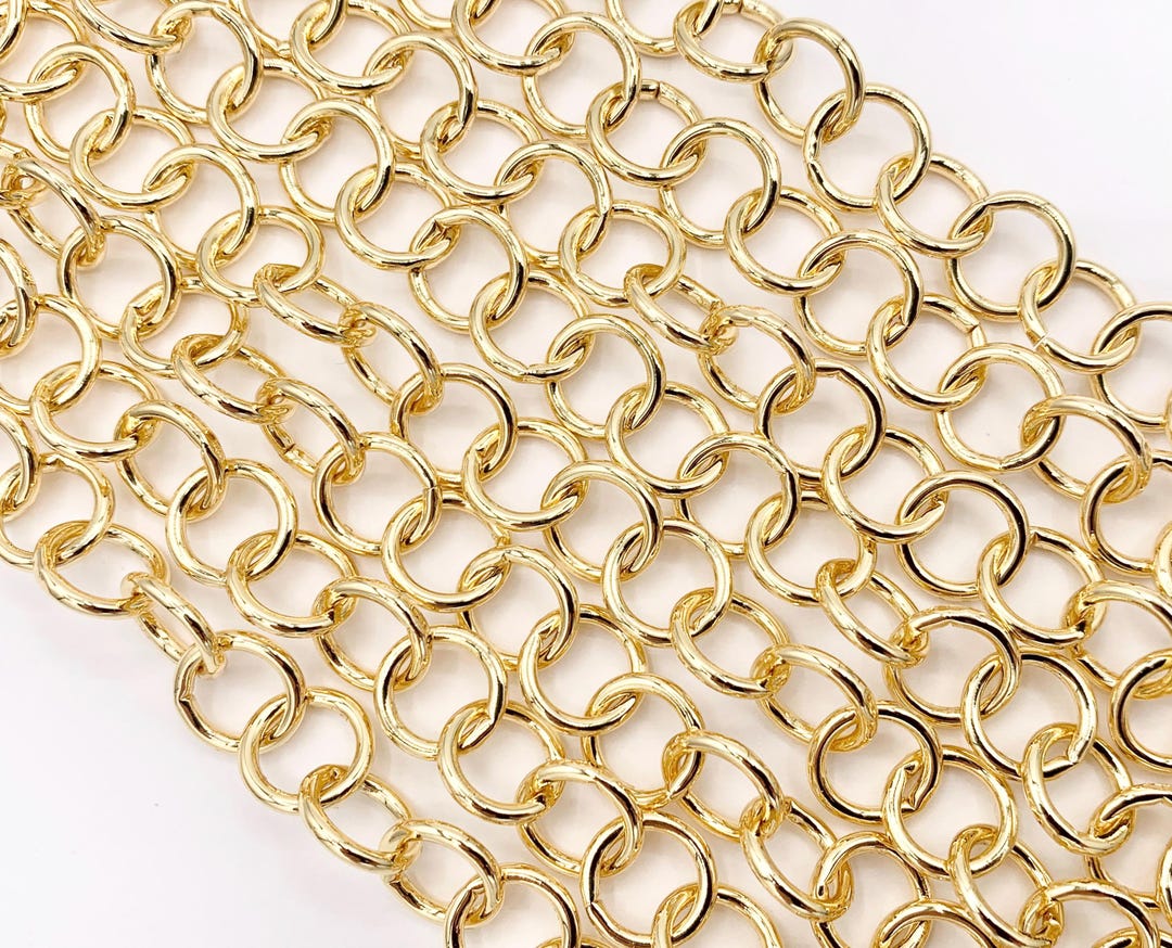 Smooth Round Chain Smooth Circle Link Chain in Real 18K Gold Plated Copper by the Foot ...