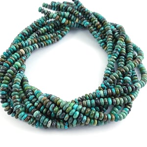 Guaranteed 100% Genuine Natural Turquoise 5-6mm Roundelle Natural Mineral Authentic Gemstone Beads Around 15-16" *See Description for detail