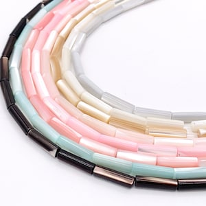 4x14mm Natural Trocas/Trochidae Shell Tube Beads Mosaic Cylinder Beads Around 15" Available in 8 Colors