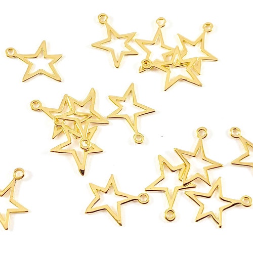 Real Gold 18K Plated Lightning Bolt Charms Over Brass Etsy