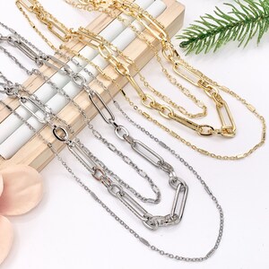 Maximalist 3 Layers Paperclip Chain Necklace in 18K Gold/Silver Plated Copper Layered Necklace with Extension Link