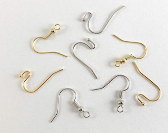 Real Gold 18K/Rhodium Plated Brass Earring Hook Component Wired Earring Hook